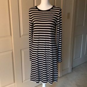 Loft Navy Striped Long-sleeved Dress